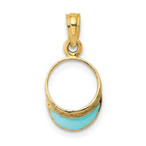 14K Aqua Enameled Beach Sun Visor Charm