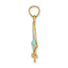 14K Aqua Enameled Windsail Surf Board Charm
