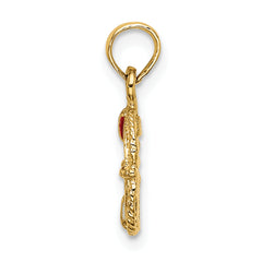 14K Red and White Enameled Lifesaver Ring Charm