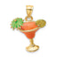 Margarita Drink Umbrella and Lime Charm in 14K Yellow Gold, 19mm - Sophia Jewelers