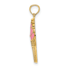 14K Pink Enameled Strawberry Ice Cream Cone Charm