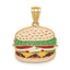 Enameled Cheeseburger Charm in 14K Yellow Gold, 15mm - Sophia Jewelers