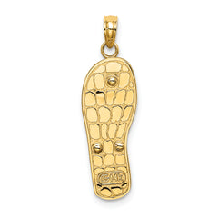 14K w/Rhodium 3D Enamel Palm Tree and Bucket Flip-Flop Charm