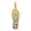 Flip-Flop Charm in 14K Yellow Gold with Enameled Fuchsia Flowers, 29mm - Sophia Jewelers