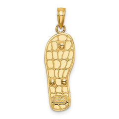 14K w/Rhodium Multi-Colored 3D Enamel Beach Scene On Flip-Flop Charm