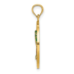 14K BLUFFTON SC Circle Enameled Palm Tree Charm