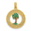 Enameled Circle Palm Tree Charm in 14K Yellow Gold, 24mm - Sophia Jewelers