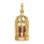 Bird Cage Charm in 14K Yellow Gold with Enameled Birds & Opening Doors - Sophia Jewelers