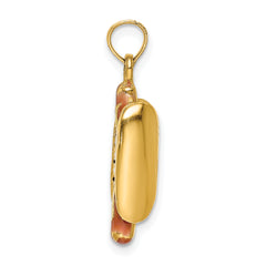 14K 3-D Enamel Hot Dog w/ Bun Charm
