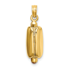 14K 3-D Enamel Hot Dog w/ Bun Charm