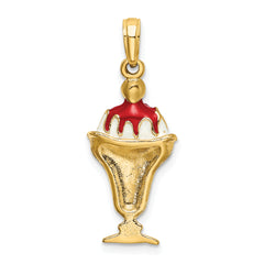 14K Chocolate Ice Cream Sundae W/Cherry Top Charm