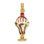 Ice Cream Sundae Charm in 14K Yellow Gold with Cherry, 22mm - Sophia Jewelers