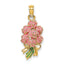 Enameled Pink Rose Bouquet Charm in 14K Yellow Gold, 24mm - Sophia Jewelers