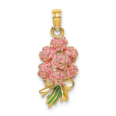 14K Enameled Bouquet of Pink Roses