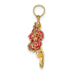 14K Enameled Bouquet of Red Roses