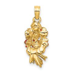 14K Enameled Bouquet of Red Roses