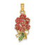 Enameled Rose Bouquet Charm in 14K Yellow Gold, 24mm - Sophia Jewelers