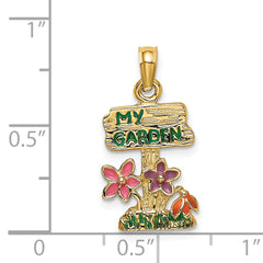14K Multi Enamel MY GARDEN Post Flower Charm