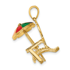14K 3-D w/ Enamel Umbrella Beach Chair Charm