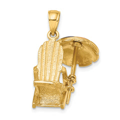 14K 3-D w/ Enamel Umbrella Beach Chair Charm