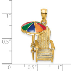 14K 3-D w/ Enamel Umbrella Beach Chair Charm