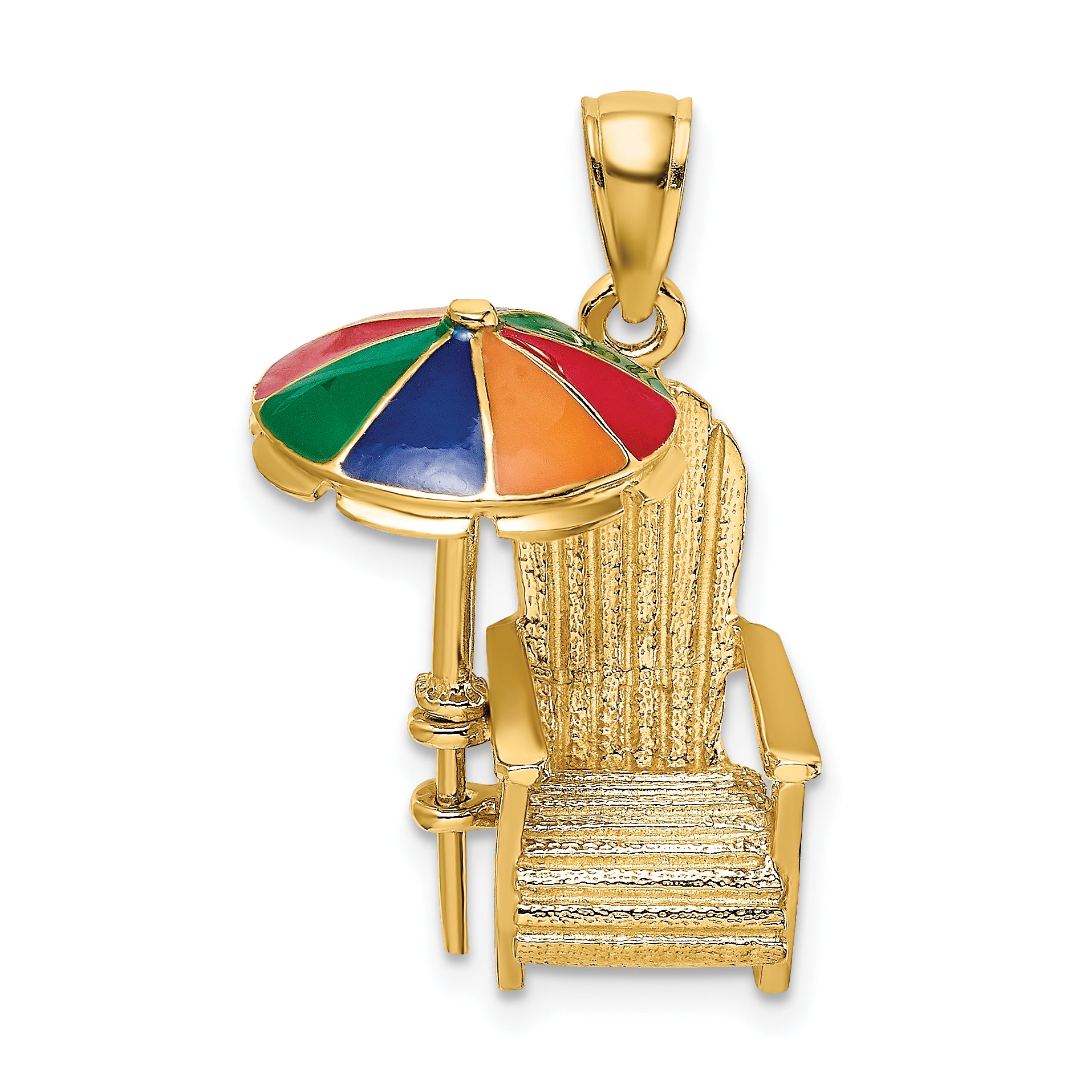 14K 3-D w/ Enamel Umbrella Beach Chair Charm