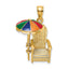 Rainbow Enamel Beach Chair & Umbrella Charm in 14K Yellow Gold, 22mm - Sophia Jewelers