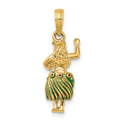 14K 3-D Hula Girl w/ Moveable Grass Skirt Charm