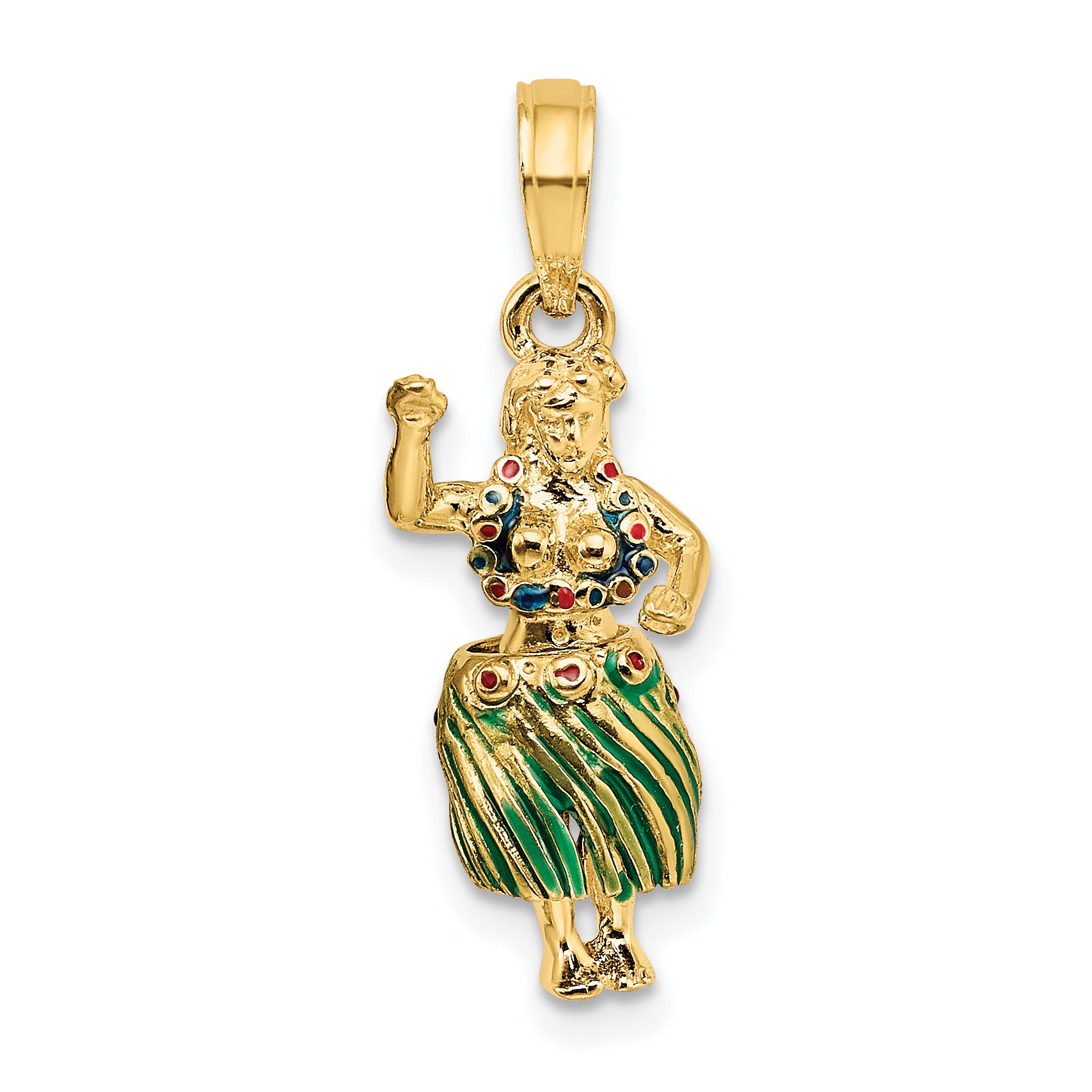 14K 3-D Hula Girl w/ Moveable Grass Skirt Charm