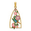 14K w/ Enamel Hummingbird and Flowers Charm