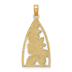 14K Enameled Bumblebee and Flowers Triangle Charm