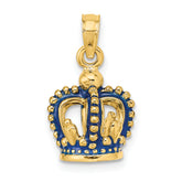 14K 3-D Blue Enamel Crown Charm