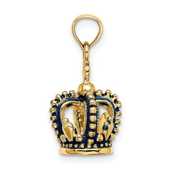 14K 3-D w/ Blue Enamel Crown Charm