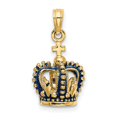 14K 3-D w/ Blue Enamel Crown Charm