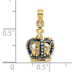 14K 3-D w/ Blue Enamel Crown Charm