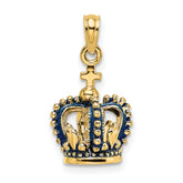 14K 3-D w/ Blue Enamel Crown Charm