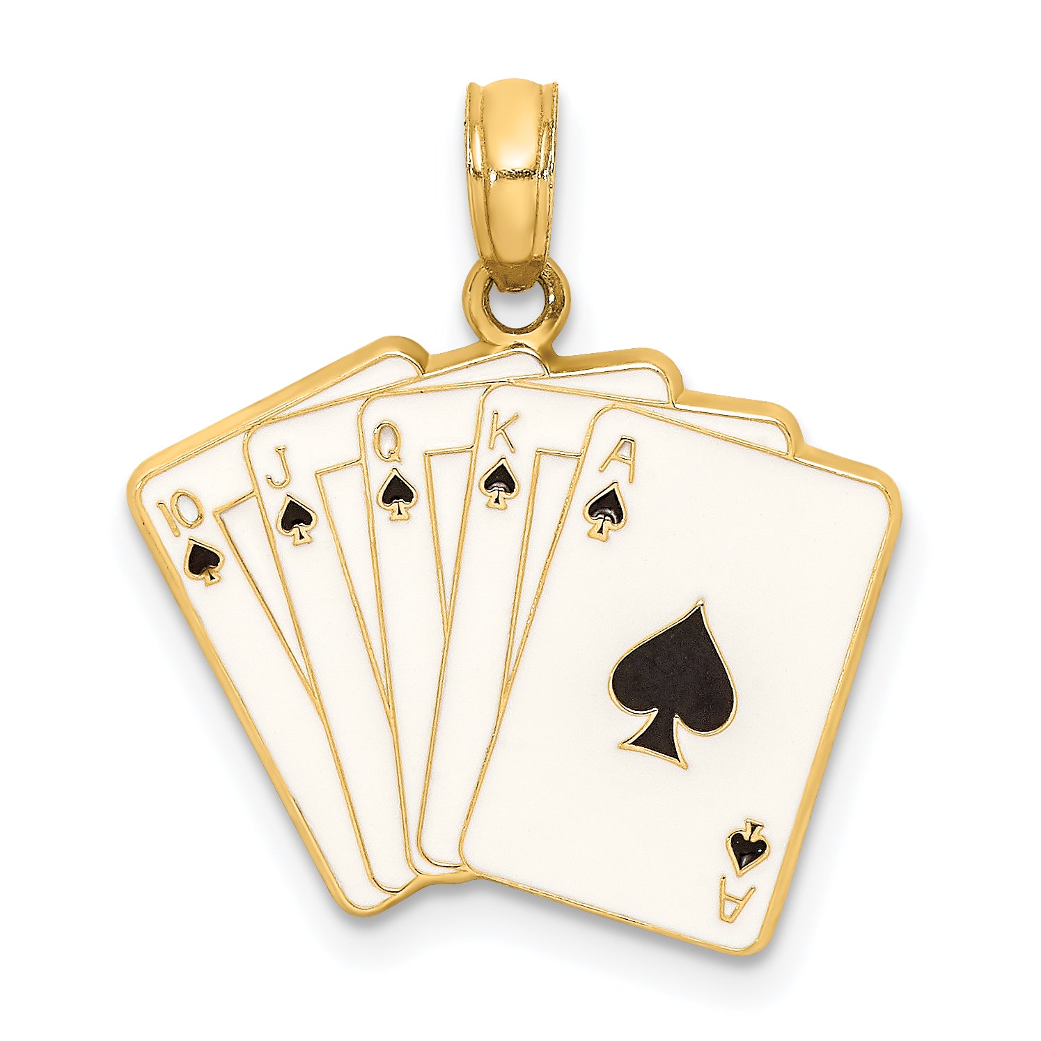 14K Enamel Playing Cards Royal Flush Charm
