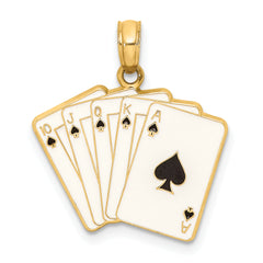 14K Enamel Playing Cards Royal Flush Charm