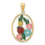 Enameled Flowers & Ladybug Oval Charm in 14K Yellow Gold, 31mm - Sophia Jewelers