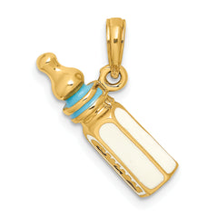 14K 3-D w/ Enamel Baby Bottle Charm