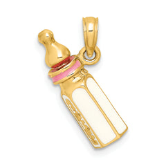 14K 3-D w/ Enamel Baby Bottle Charm