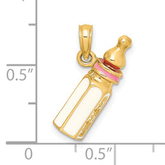 14K 3-D w/ Enamel Baby Bottle Charm