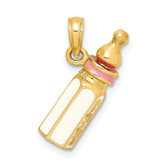 14K 3-D w/ Enamel Baby Bottle Charm