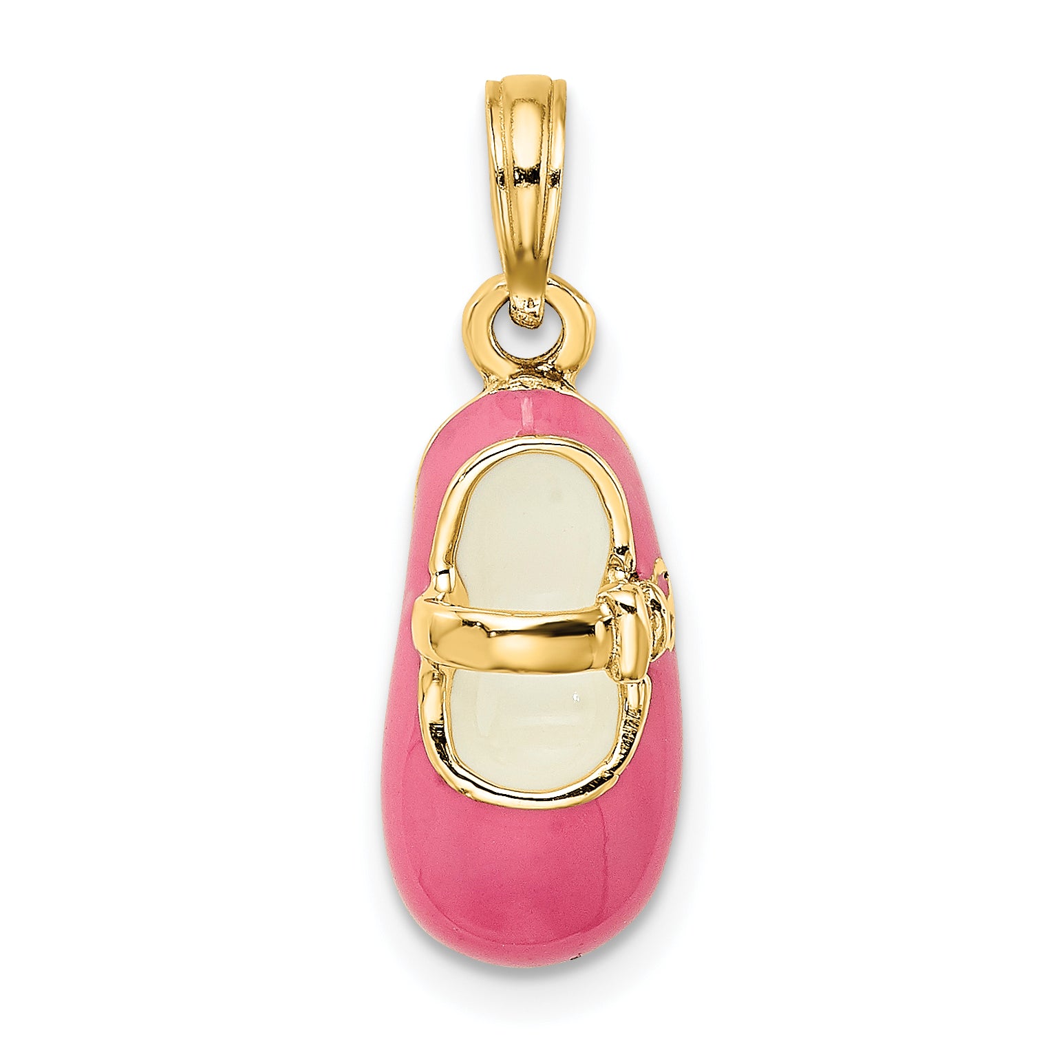 14K 3-D w/ Pink Enamel Baby Shoe Charm
