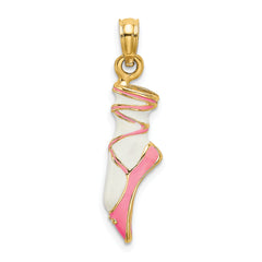 14K 3-D Enamel Ballet Shoe Charm