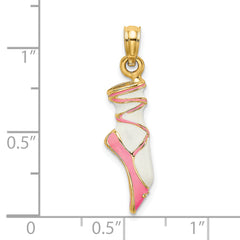 14K 3-D Enamel Ballet Shoe Charm