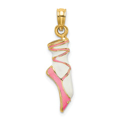 14K 3-D Enamel Ballet Shoe Charm