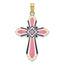 Enamel Cross Charm in 14K Yellow Gold, 28mm Reversible - Sophia Jewelers