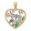 Enamel Dragonfly & Flower Heart Charm in 14K Yellow Gold, 28mm - Sophia Jewelers