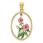 Hummingbird & Flowers Oval Frame Charm in 14K Yellow Gold, 30mm - Sophia Jewelers